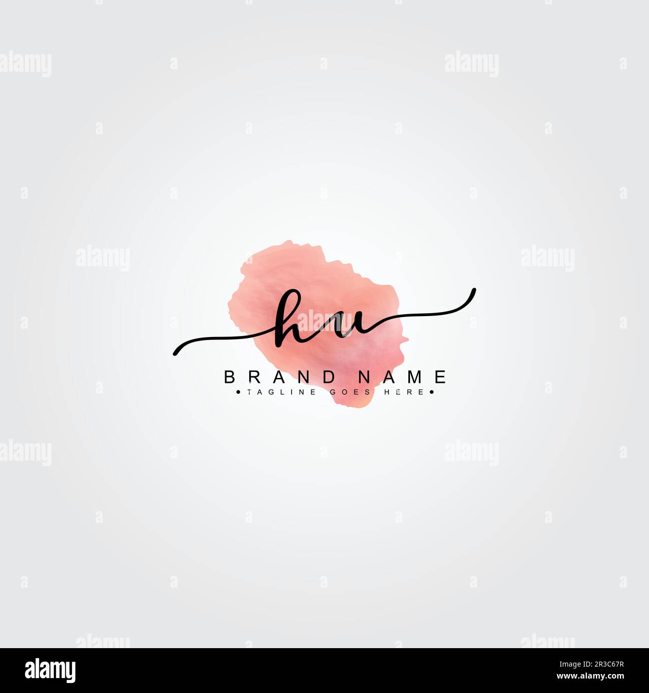 Logo Simple Signature per Alphabet HU - Firma per la fotografia e il commercio di moda con acquerello Illustrazione Vettoriale