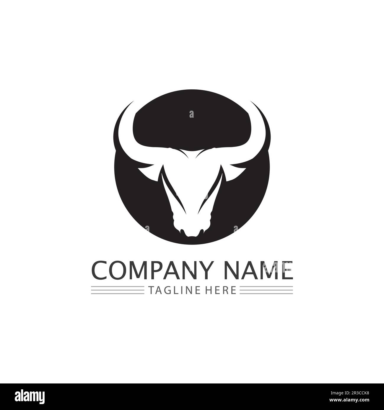 logo bull e badge con corno scudo icona Illustrazione Vettoriale