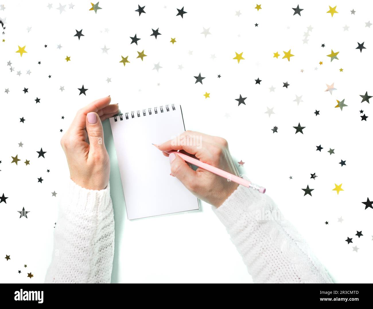 Fare le risoluzioni del nuovo anno in vecchio modo Foto Stock