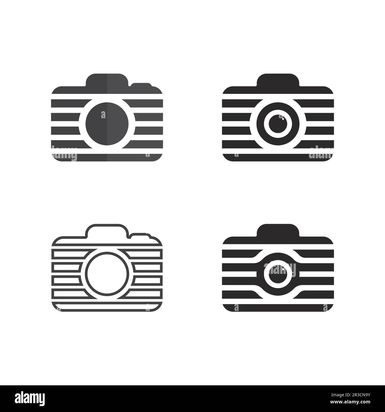 icona del logo della fotocamera modello vettoriale isolato in nero sfondo Illustrazione Vettoriale