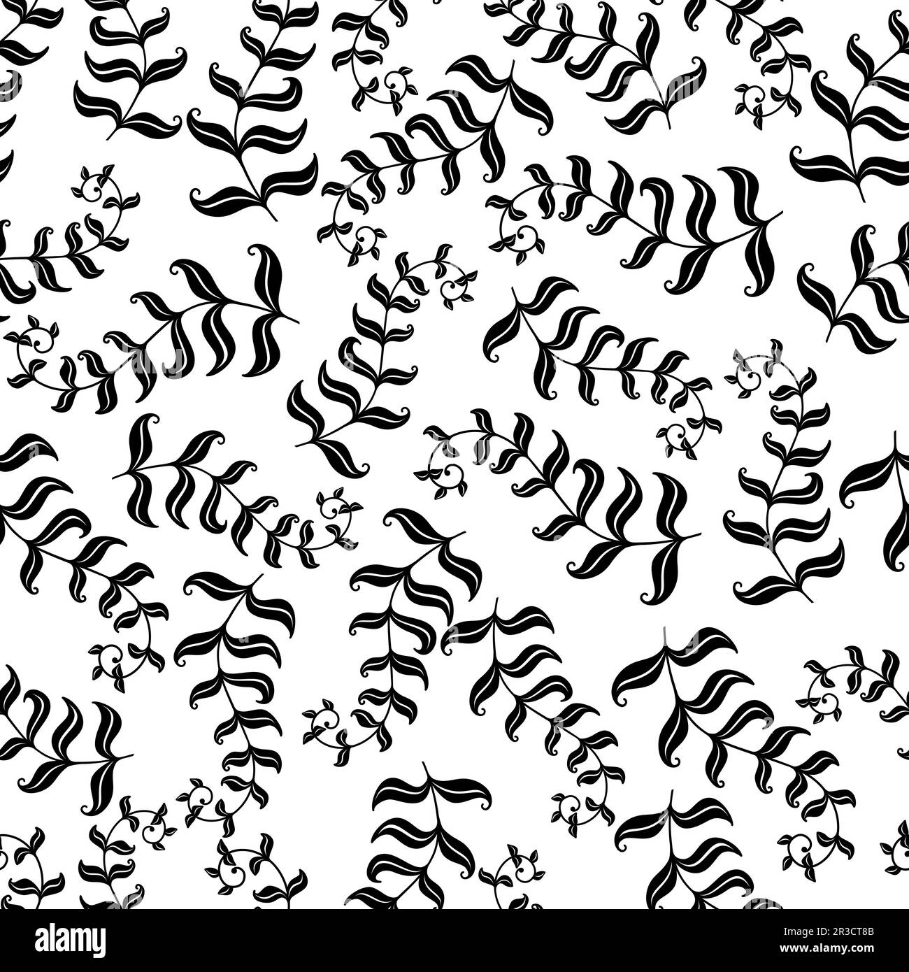 Semplice nero lascia senza cuciture motivo Illustrazione Vettoriale