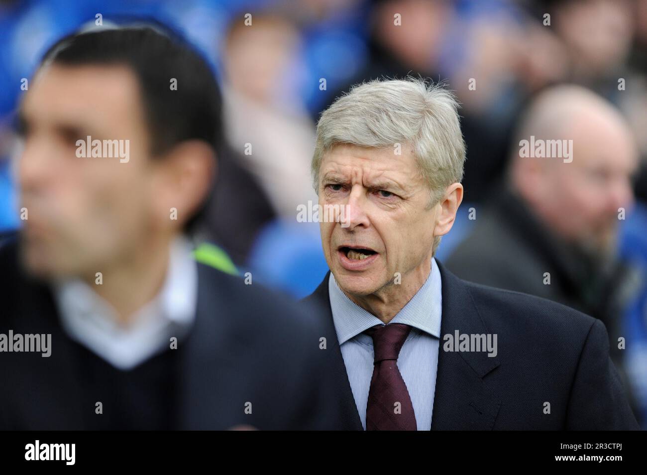 Arsenal Manager Arsene Wenger mostra emozioni durante la partita della fa Cup 4th Round tra Brighton & Hove Albion e Arsenal all'American Express Commu Foto Stock