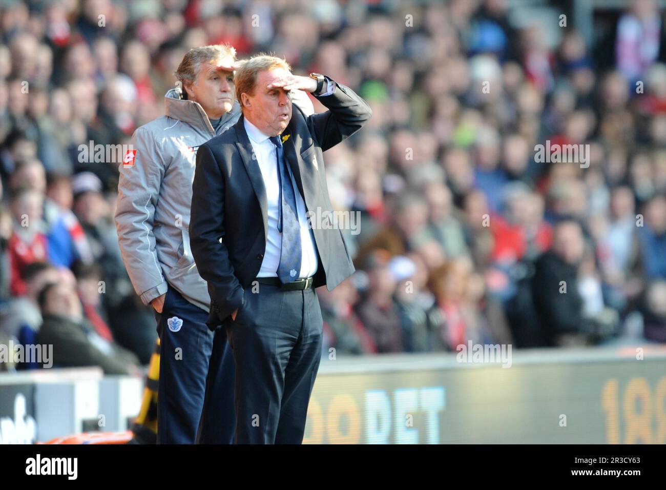 Harry Redknap, Queens Park Rangers Manager, guarda durante la partita della Barclays Premier League tra Southampton e Queens Park Rangers a St Mary's. Foto Stock