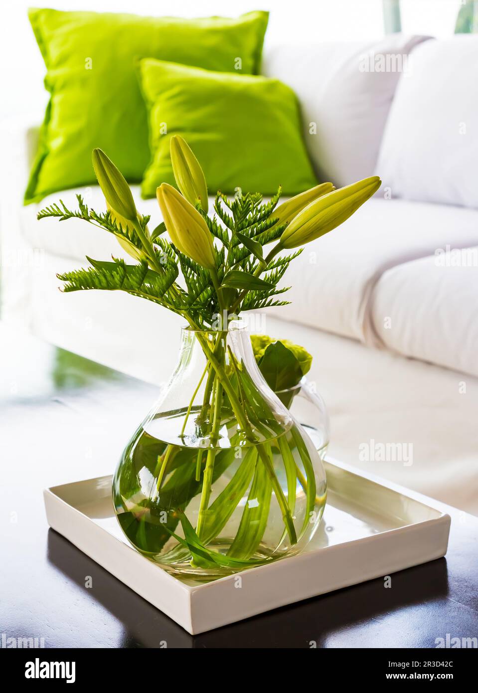 Verde e bianco fiore display per la Festa di Primavera decor evento Foto Stock