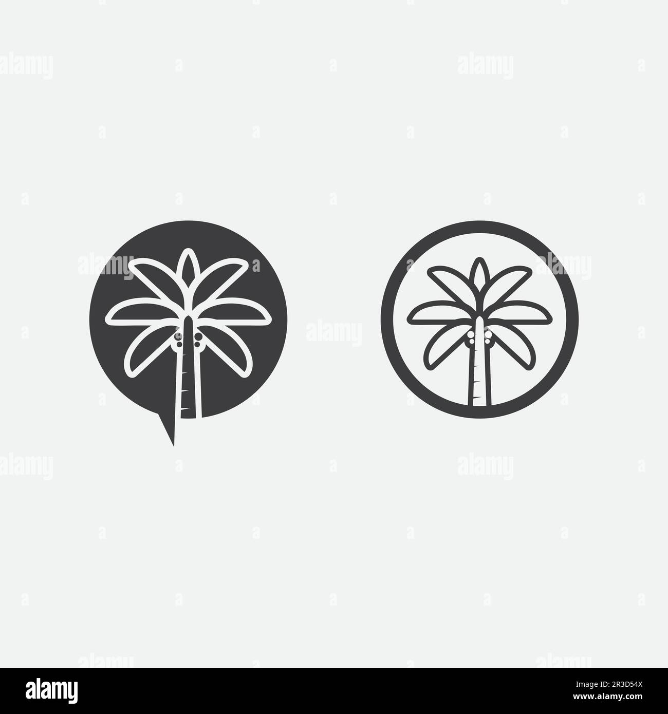 Palm tree estate modello logo illustrazione vettoriale Illustrazione Vettoriale