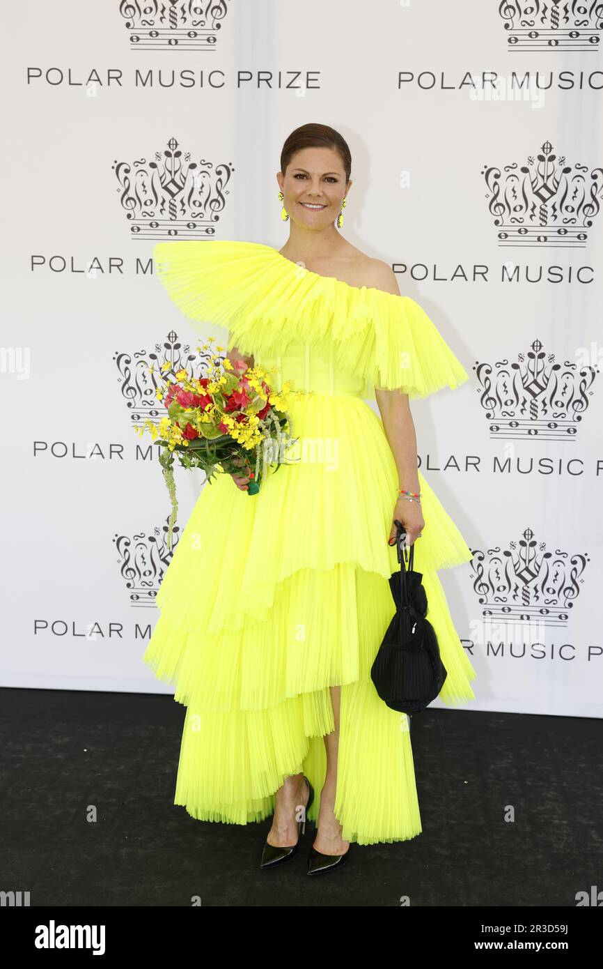 Stoccolma, Svezia. 23rd maggio, 2023. STOCCOLMA 20230523 la principessa Crown Victoria arriva alla cerimonia del Premio della Musica Polar al Grand Hotel di Stoccolma, 23 maggio 2023. Foto: Christine Olsson/TT/Kod 10430 Credit: TT News Agency/Alamy Live News Foto Stock