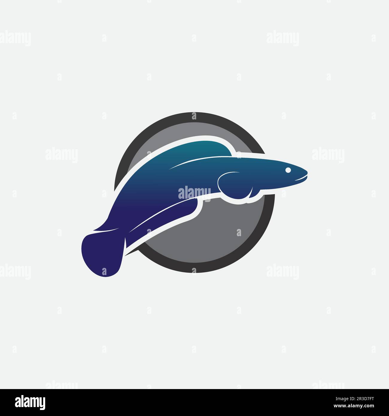 Pesce testa di serpente Channa, Predator Fish, disegno subacqueo animale, logo, e illustrazione Illustrazione Vettoriale