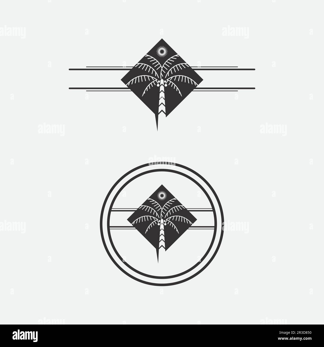 Palm tree estate modello logo illustrazione vettoriale Illustrazione Vettoriale