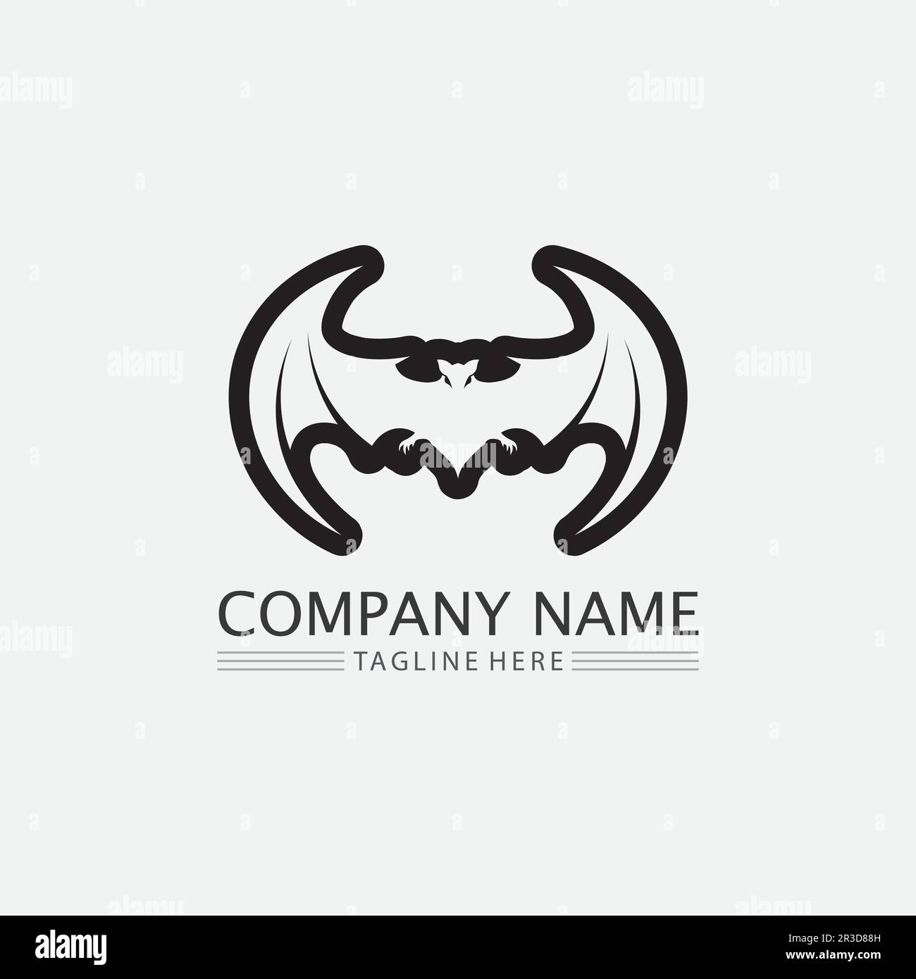 BAT logo animale e vettore, ali, nero, Halloween, vampiro, gotica, illustrazione, disegno icona bat Illustrazione Vettoriale