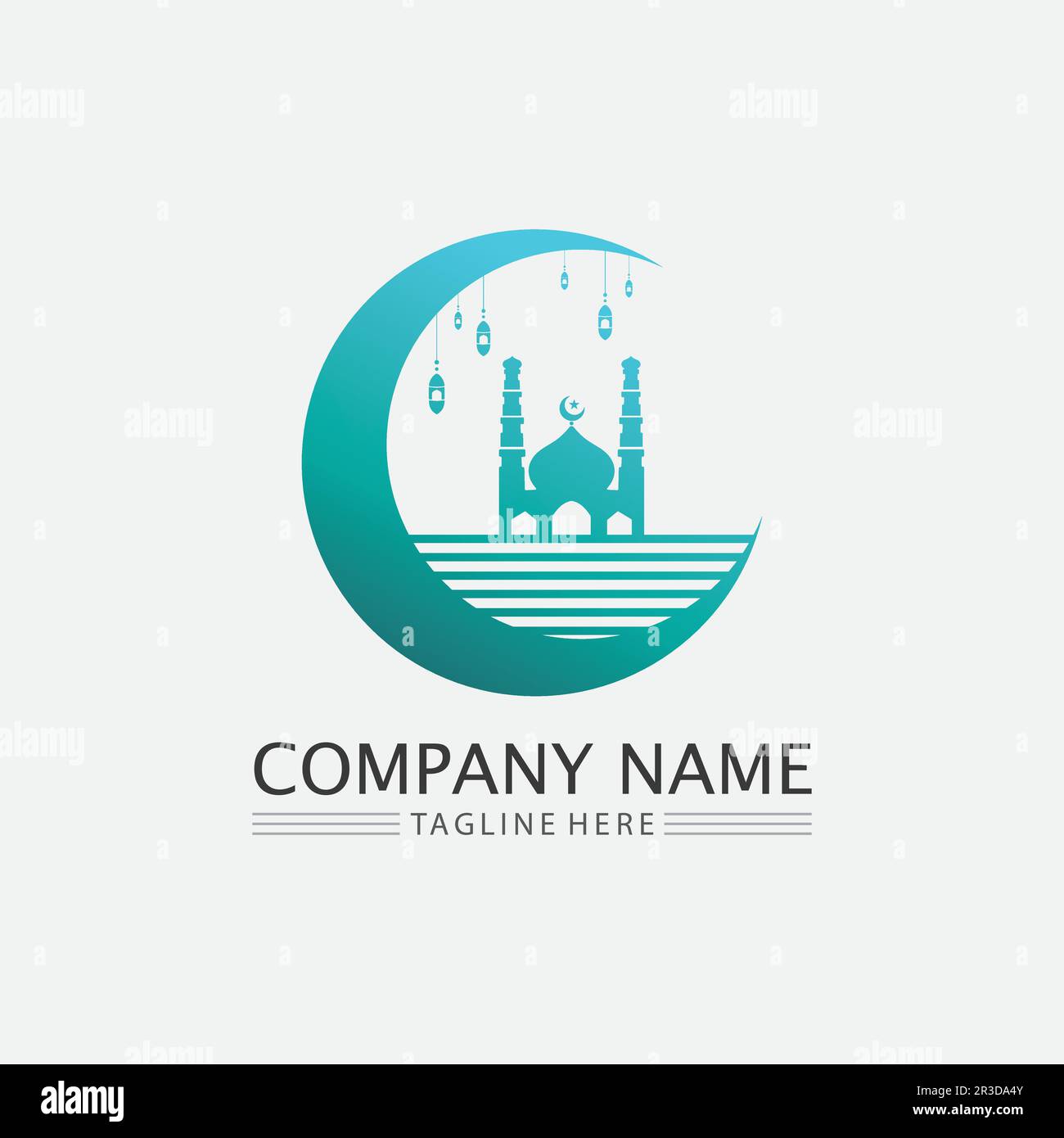 Creative Arabo Islamico Ramadan Kareem a forma di luna crescente con lampada per il mese Santo della comunità musulmana festeggiamento Vector design illustra Illustrazione Vettoriale