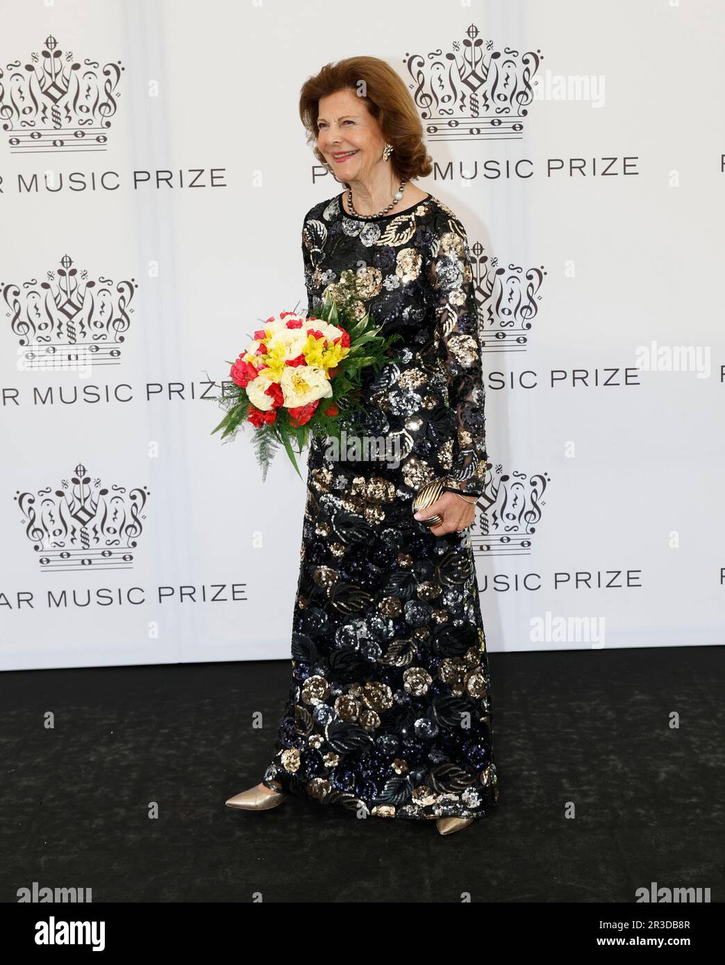 STOCCOLMA 20230523Queen Silvia arriva alla cerimonia del Premio della Musica Polar al Grand Hotel di Stoccolma, 23 maggio 2023. Foto: Christine Olsson / TT Foto Stock