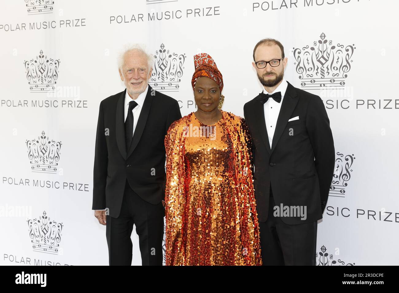 Stoccolma, Svezia. 23rd maggio, 2023. Quest'anno il Premio della musica polare ha ricevuto i premi di sinistra Chris Blackwell, Angélique Kidjo e Michael Pärt, figlio del Premio Arvo Pärt, durante la cerimonia del Premio della musica polare al Grand Hotel di Stoccolma, 24 maggio 2023. Foto: Christine Olsson/TT/Kod 10430 Credit: TT News Agency/Alamy Live News Foto Stock