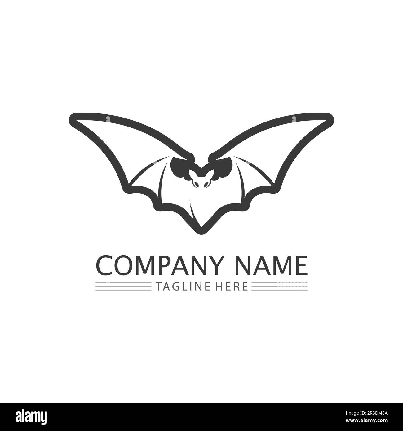 BAT logo animale e vettore, ali, nero, Halloween, vampiro, gotica, illustrazione, disegno icona bat Illustrazione Vettoriale