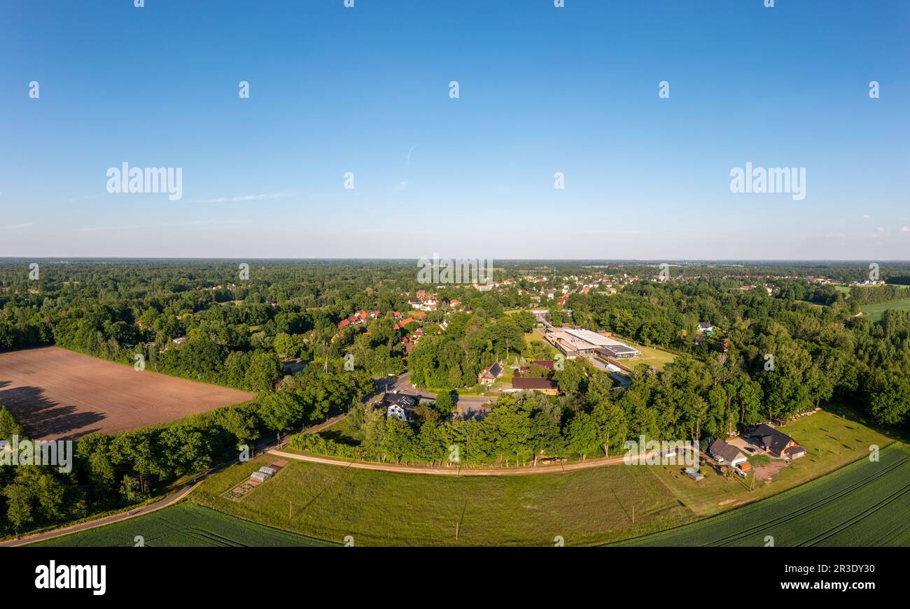 Panorama Burg im Spreewald vista aerea Foto Stock