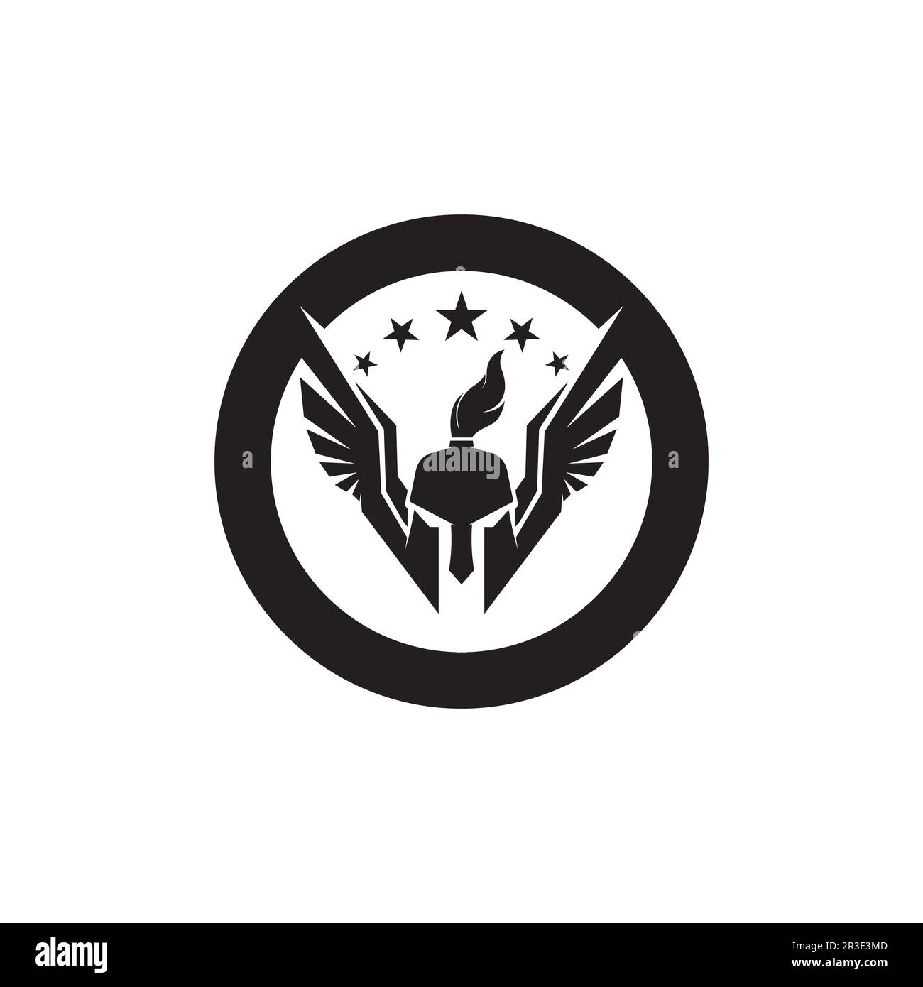 Logo e gladiatore del casco Spartan, Power, vintage, spada, sicurezza, leggendario logo e vettore di soldato classico Illustrazione Vettoriale