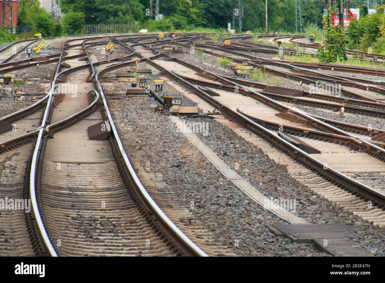 Zug fährt in den Bahnhof von Münster ein Foto Stock