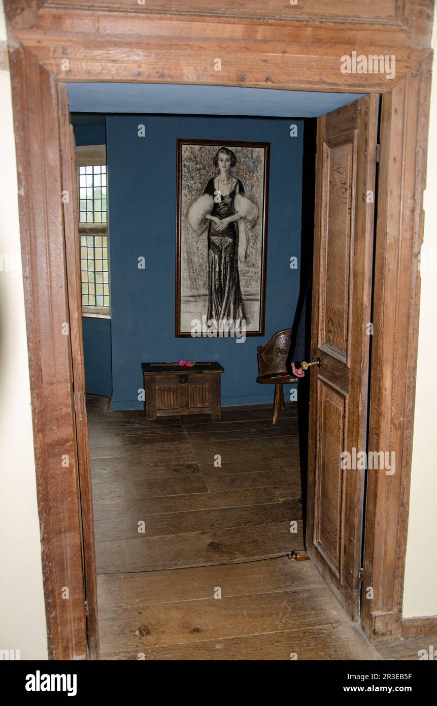 Disegno per un dipinto ad olio di Kathleen Manners, Duchessa di Rutland del 9th, di Laura Knight, Haddon Hall, Bakewell, Peak District, Derbyshire, Regno Unito Foto Stock