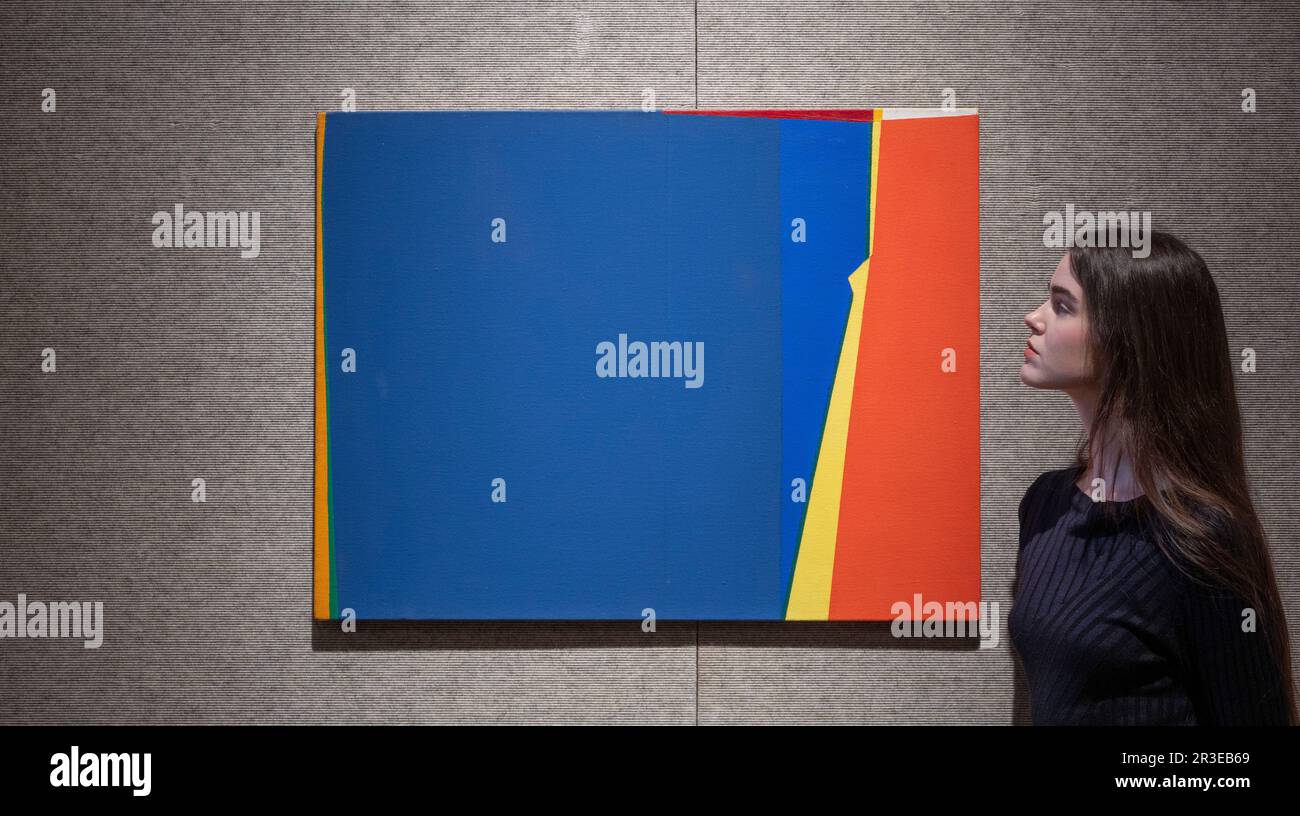 Bonhams, Londra, Regno Unito. 23rd maggio, 2023. Il 24 maggio si svolge il Modern & Contemporary Middle Eastern Art sale. Le attrazioni includono: Saliba Douaihy (Libano, 1915-1994), Abstract Blu. Stima £40.000 - 60.000 £. Credit: Malcolm Park/Alamy Live News Foto Stock