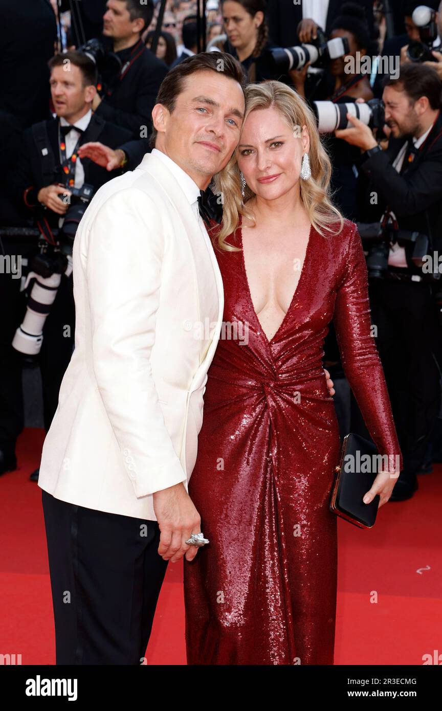 Rupert Friend mit Ehefrau Aimee Mullins bei der Premiere des Kinofilms 'Asteroid City' auf dem Festival de Cannes 2023 / 76. Internationale Filmfestspiele von Cannes im Palais des Festivals. Cannes, 23.05.2023 Foto Stock