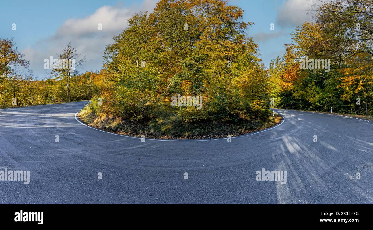 resina a serpentina curva a 90 gradi in autunno Foto Stock