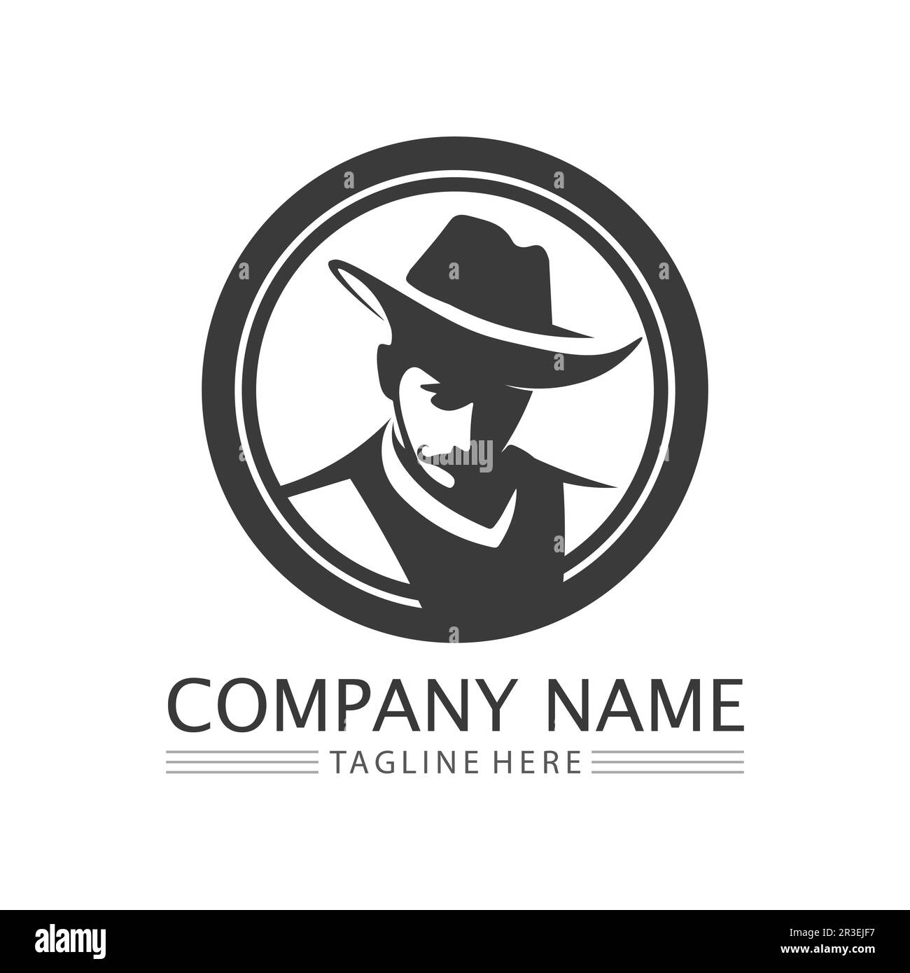 cowboy hat logo immagini icona vettore e modello di disegno Illustrazione Vettoriale