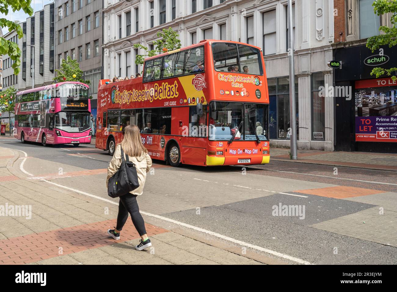 Il Queens Bridge Belfast Foto Stock