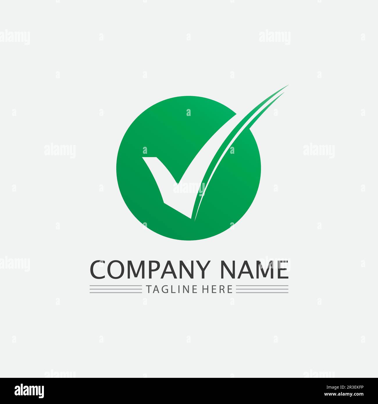 Vettore o icona del logo del segno di spunta dell'elenco di controllo. Segno di spunta nell'illustrazione di colore verde. Accettare il simbolo di okey per il progetto di approvazione o di cheklist Illustrazione Vettoriale