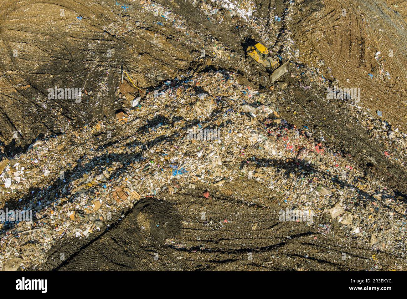 Vista aerea di discarica rifiuti municipali impianto di rifiuti, Pennsylvania, Stati Uniti Foto Stock