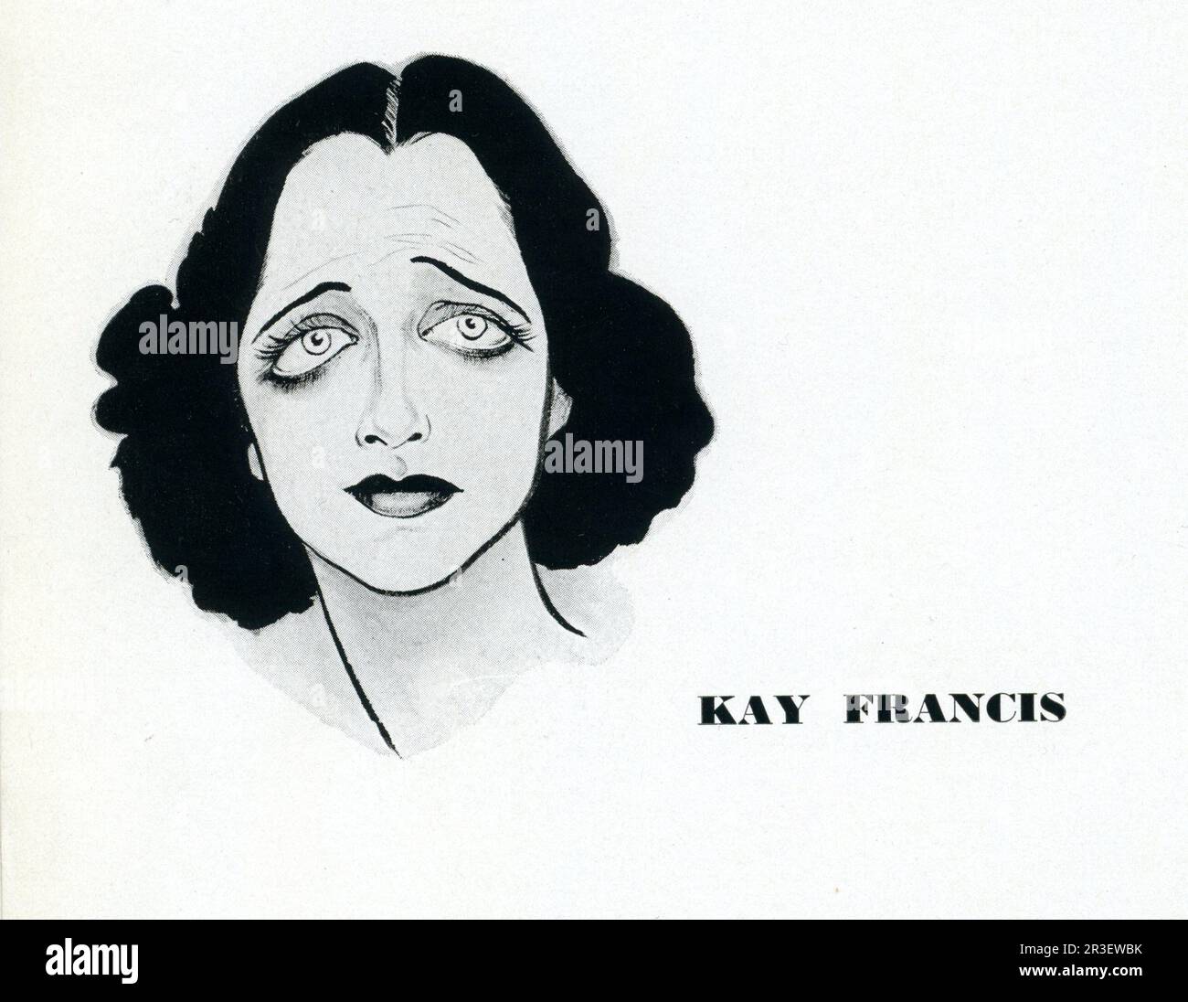 KAY FRANCIS Caricature di WILLIAM SHARP dall'edizione di giugno 1937 del CINEMA ARTS Magazine Foto Stock