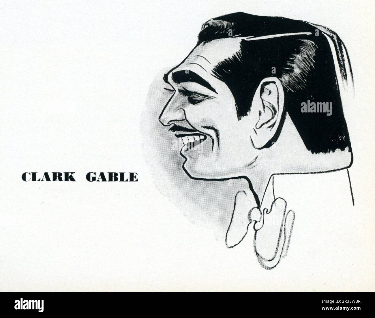 CLARK GABLE Caricature di WILLIAM SHARP dall'edizione di giugno 1937 del CINEMA ARTS Magazine Foto Stock