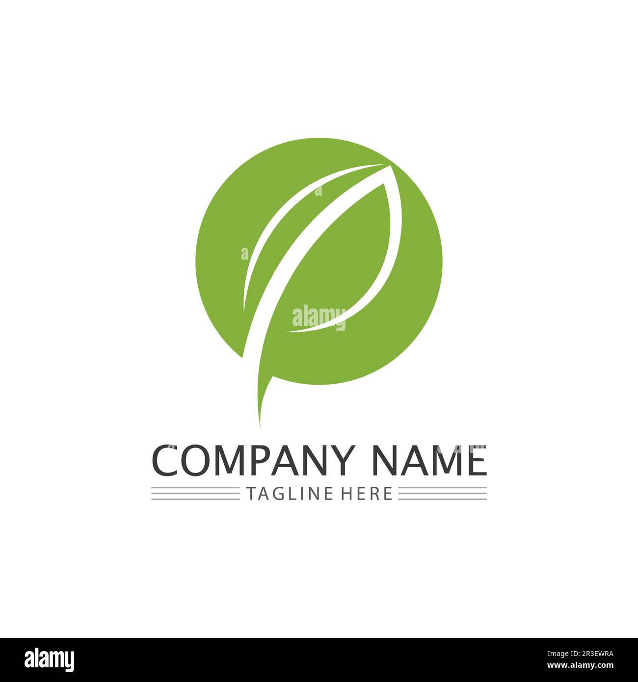 Vettore foglia albero e logo verde design amichevole concetto Illustrazione Vettoriale