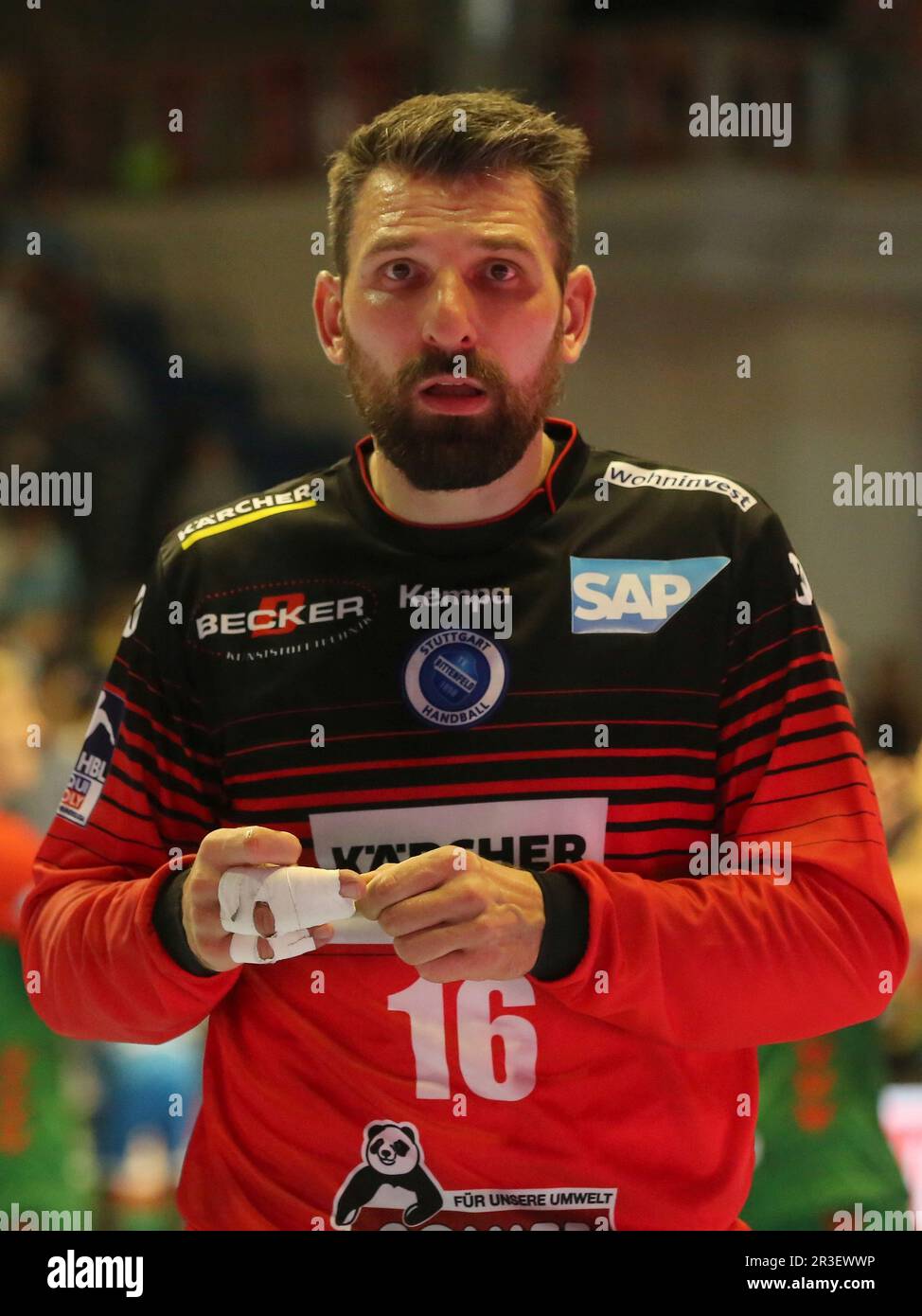 Portiere Primoz Prost (TVB Stuttgart) Pallamano Bundesliga stagione 2021-22 SC Magdeburg vs. TVB Stuttgart al GETEC Foto Stock