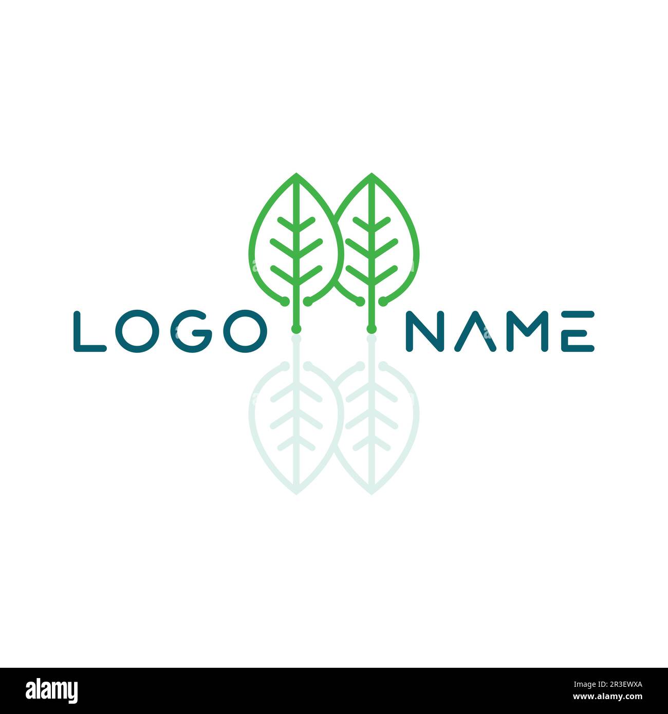 Vettore foglia albero e logo verde design amichevole concetto Illustrazione Vettoriale