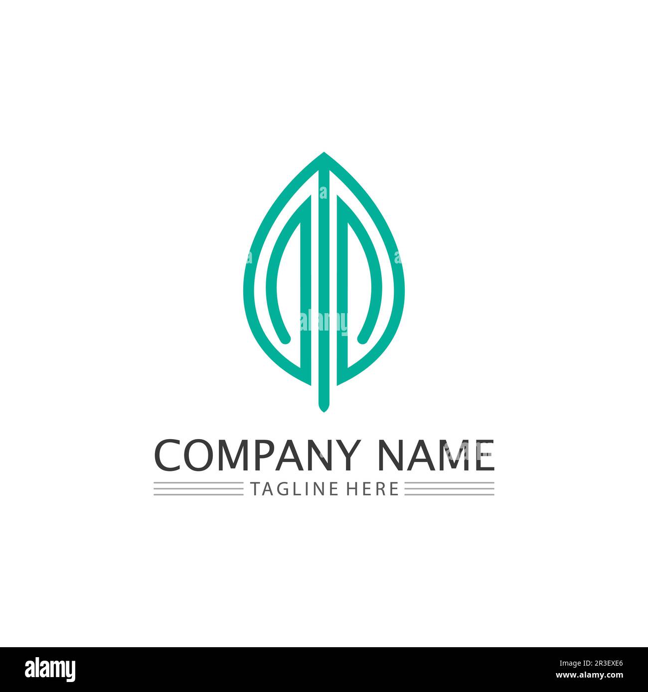 Vettore foglia albero e logo verde design amichevole concetto Illustrazione Vettoriale