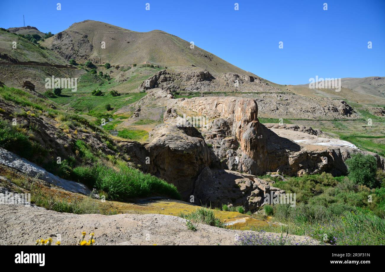 Baskale Travertines, situata a Van, in Turchia, è un'area naturale molto importante. Foto Stock