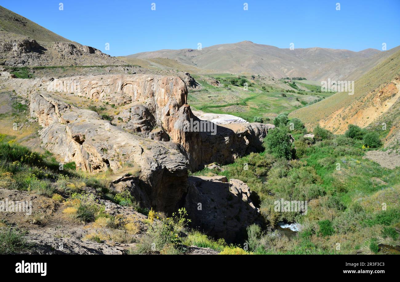 Baskale Travertines, situata a Van, in Turchia, è un'area naturale molto importante. Foto Stock