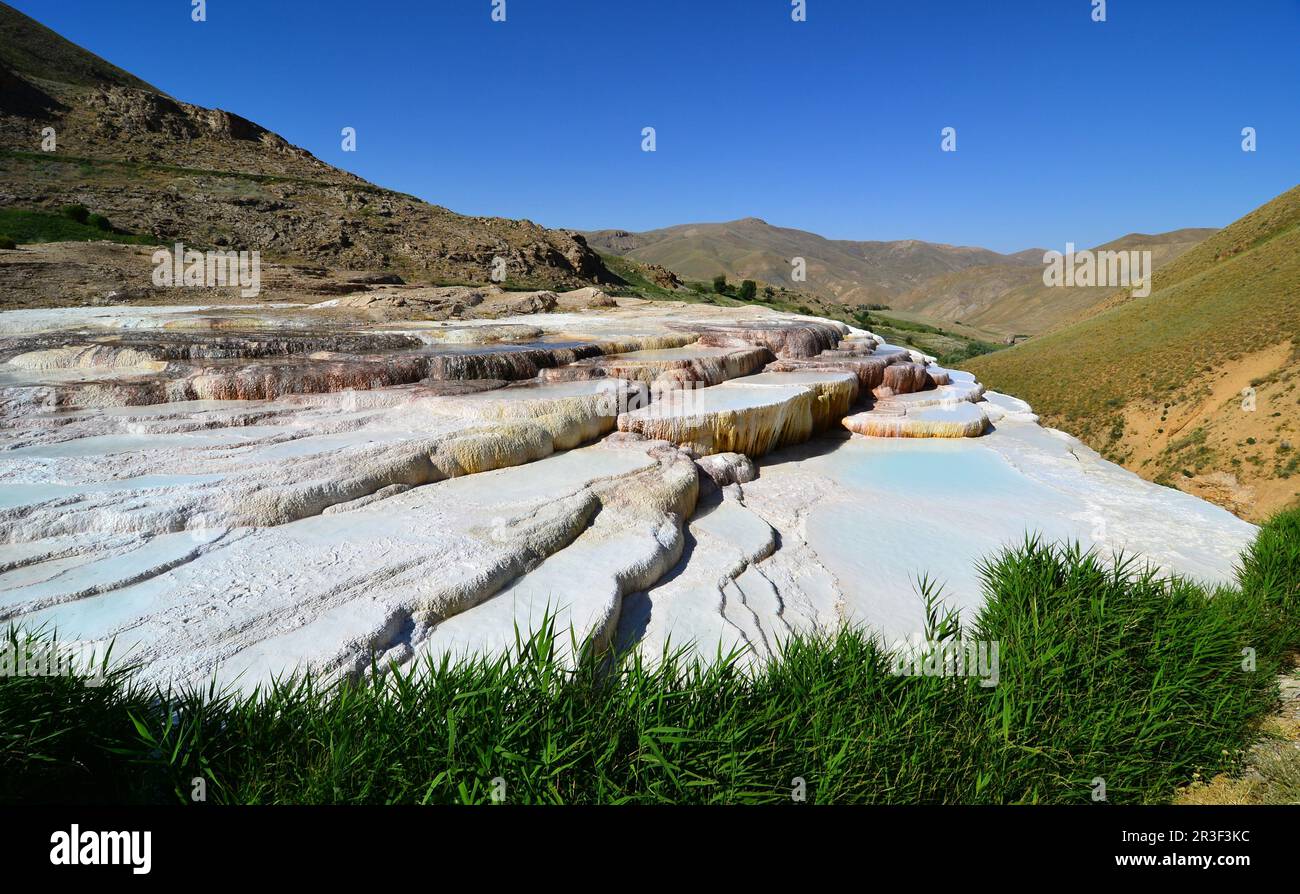 Baskale Travertines, situata a Van, in Turchia, è un'area naturale molto importante. Foto Stock