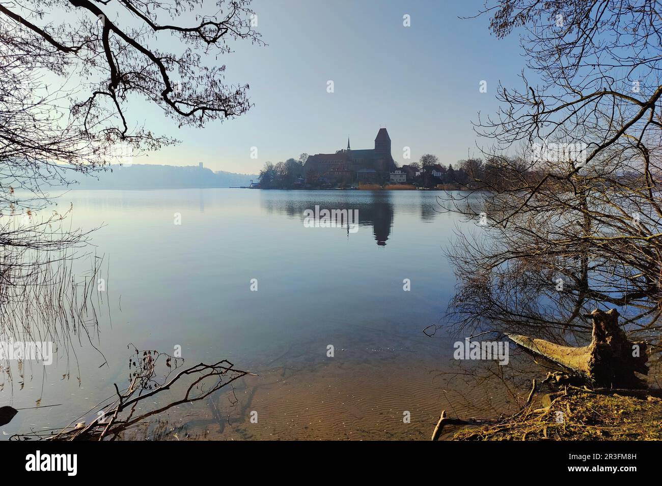 Domsee con la Cattedrale di Ratzeburg, Baek, Parco Naturale dei Laghi di Lauenburg, Germania, Europa Foto Stock
