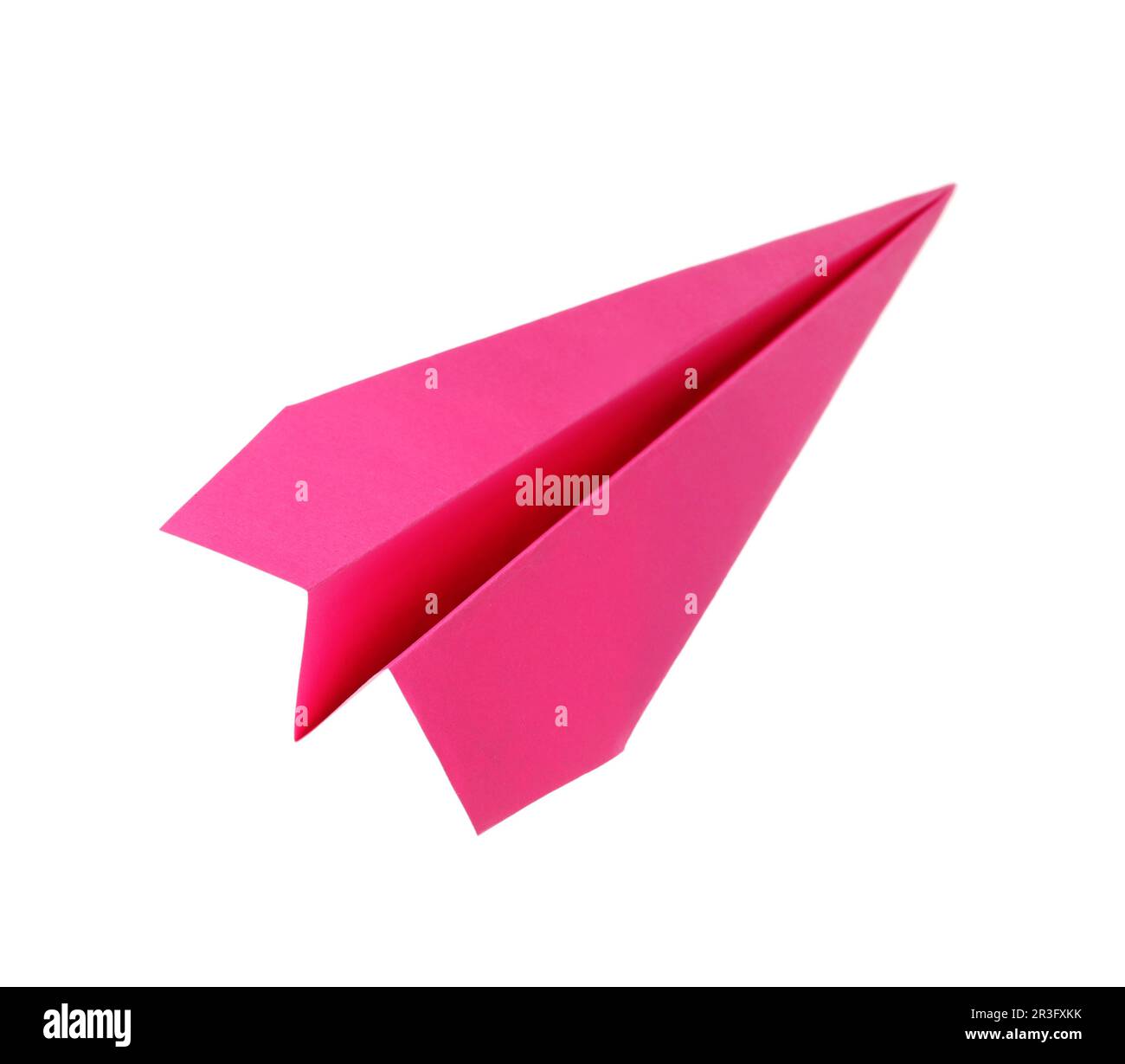Piano di carta rosa fatto a mano isolato su bianco Foto Stock