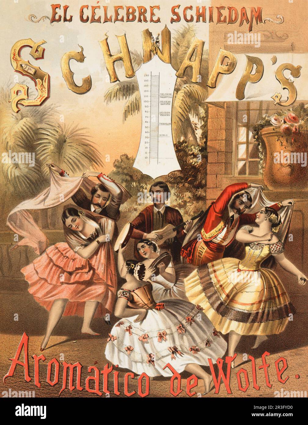 Stampa vintage pubblicità Udolpho Wolfe's liquore aromatico Schiedam schnapps. Foto Stock