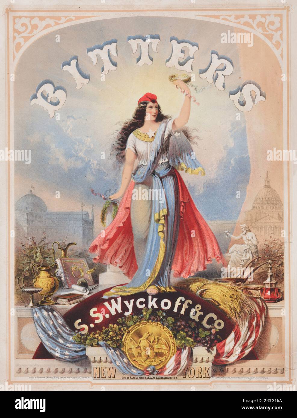 Pubblicità vintage per biteri venduti da S. S. Wyckoff & Co. Di New York, New York. Foto Stock