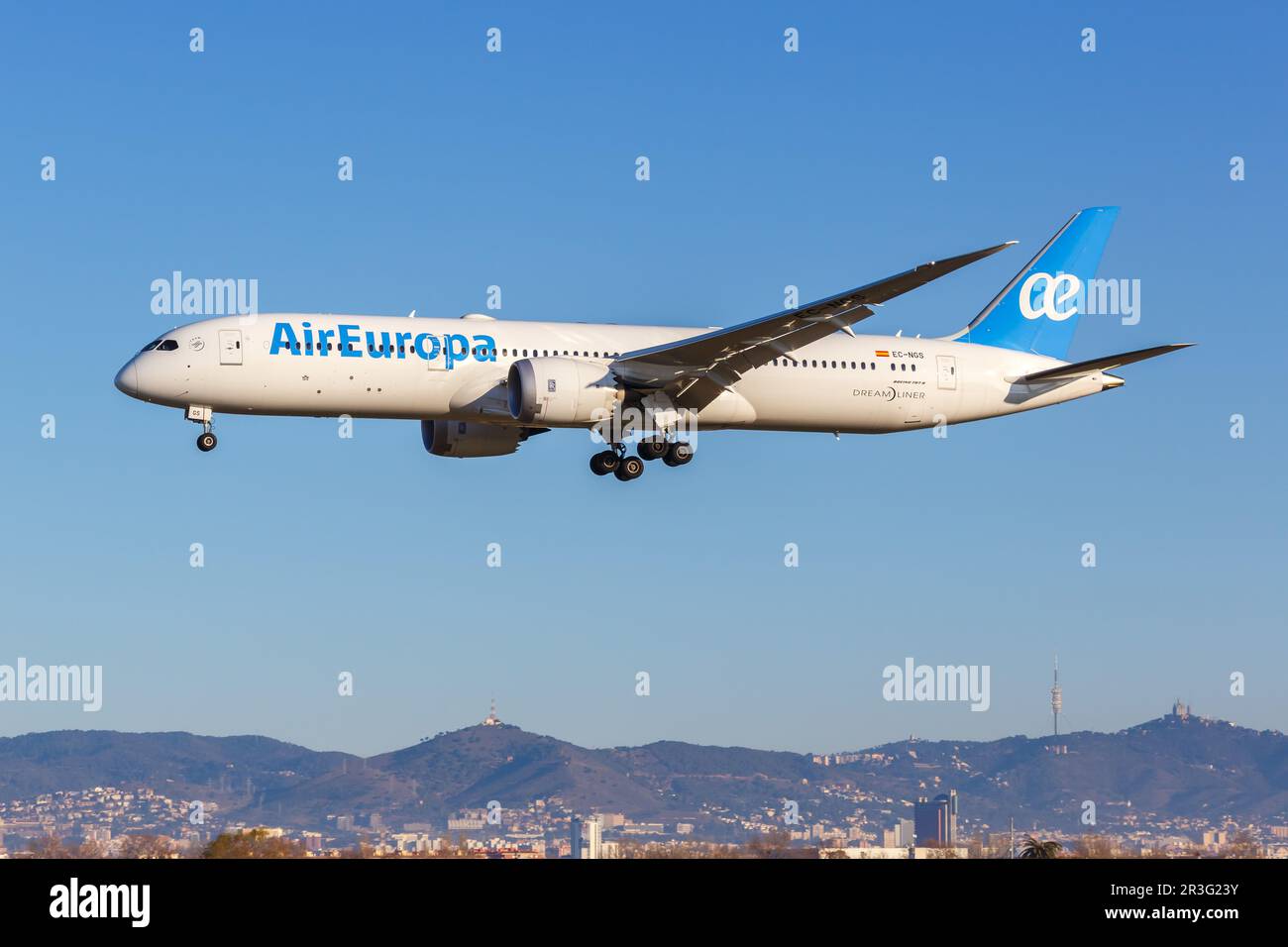 Air Europa Boeing 787-9 Dreamliner Aircraft Aeroporto di Barcellona in Spagna Foto Stock