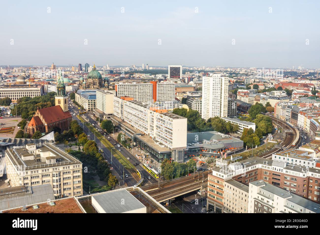 Panorama di Berlino skyline della città in Germania vista aerea Foto Stock