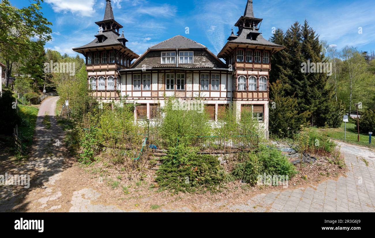 La vecchia casa ferroviaria di Alexisbad Harz Selketal Foto Stock