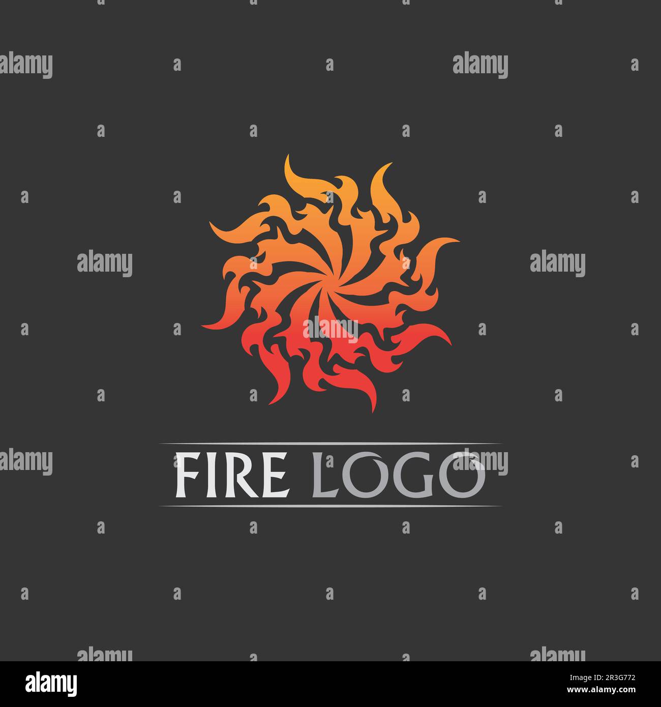 Logo e icona del fuoco, elemento a fiamma calda Vector Flame Illustration design energia, caldo, avvertimento, segno di cottura, logo, icona, luce, riscaldamento elettrico Illustrazione Vettoriale