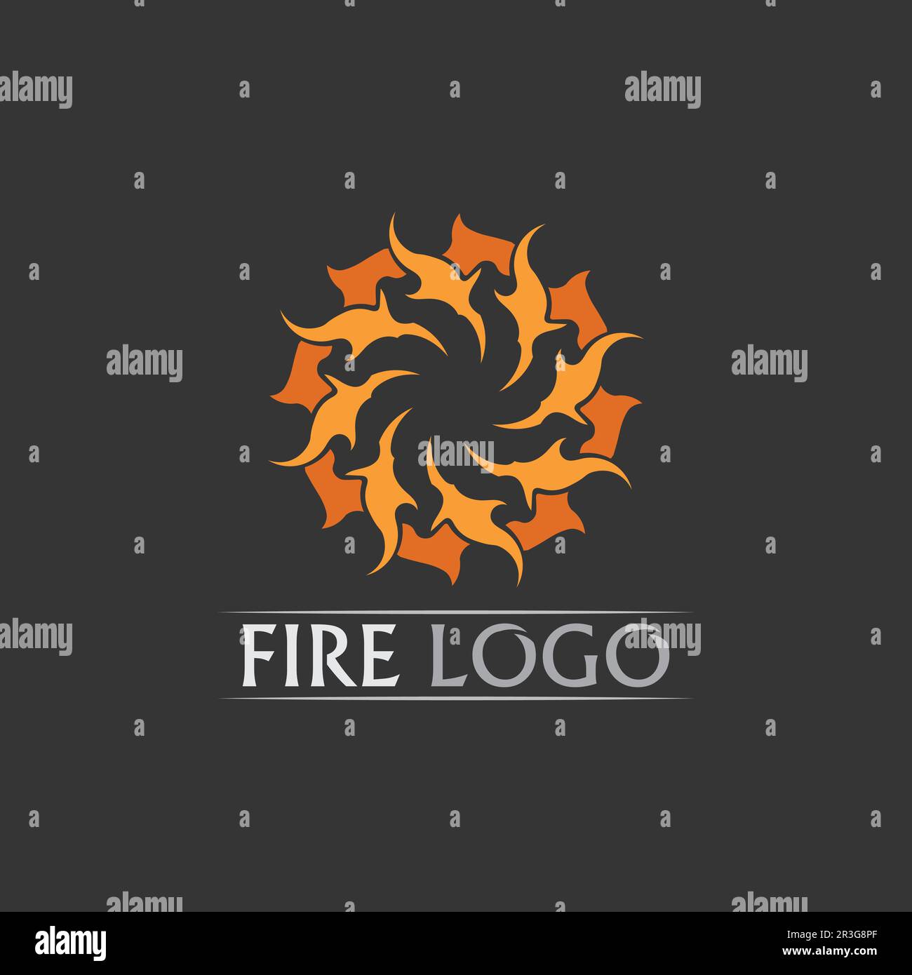 Logo e icona del fuoco, elemento a fiamma calda Vector Flame Illustration design energia, caldo, avvertimento, segno di cottura, logo, icona, luce, riscaldamento elettrico Illustrazione Vettoriale