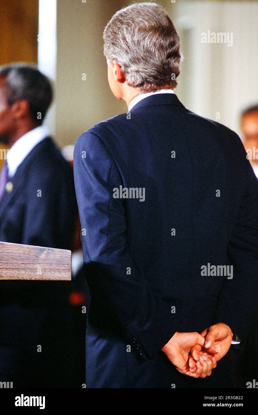 Il presidente William Clinton ad una conferenza stampa fotografia di Dennis Brack. 88B Foto Stock