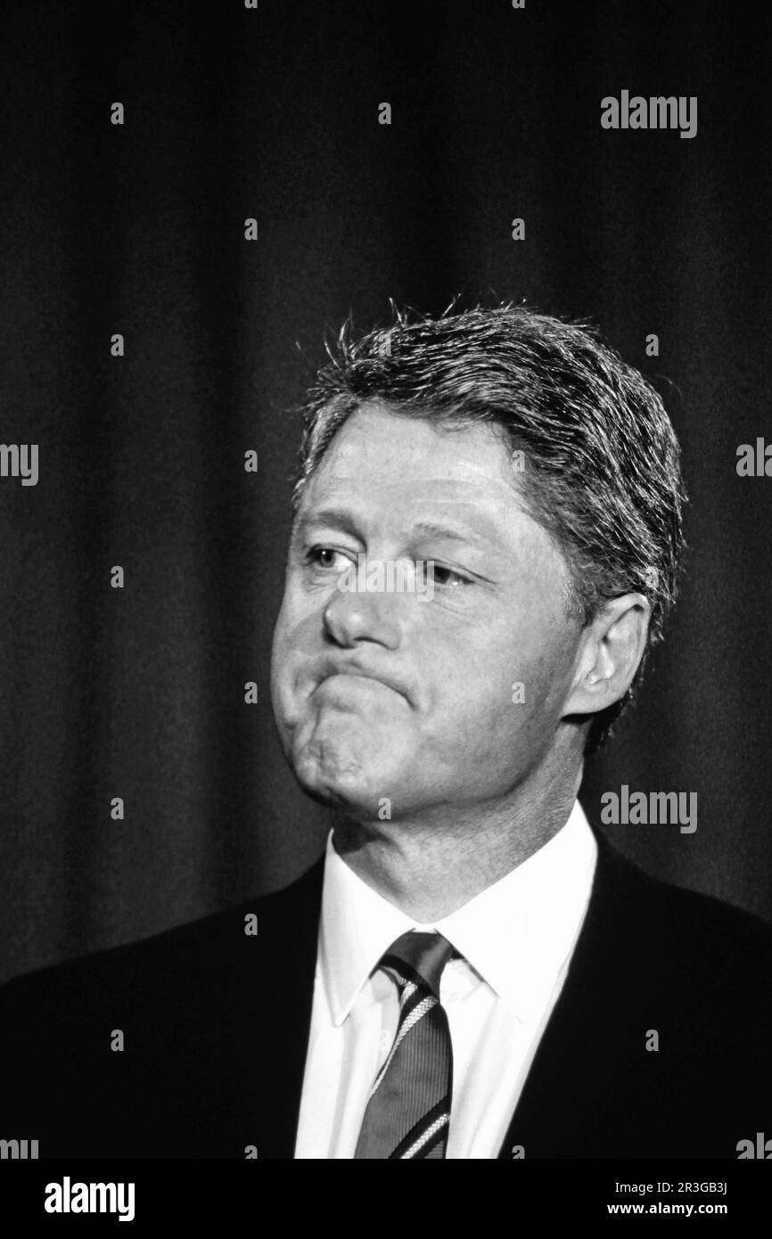 Presidente William Clinton somber mood fotografia di Dennis Brack. 88B Foto Stock