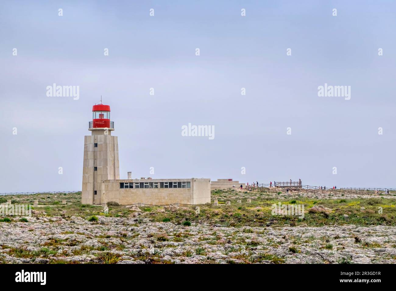 Leuchtturm nella Fortezza di Sagres, Portogallo Foto Stock