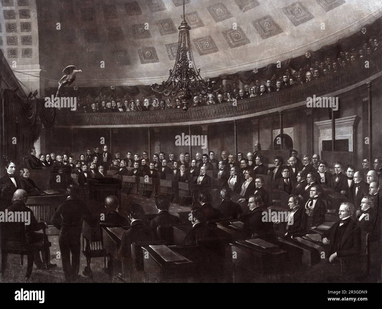 Stampa vintage della camera del Senato degli Stati Uniti. Foto Stock
